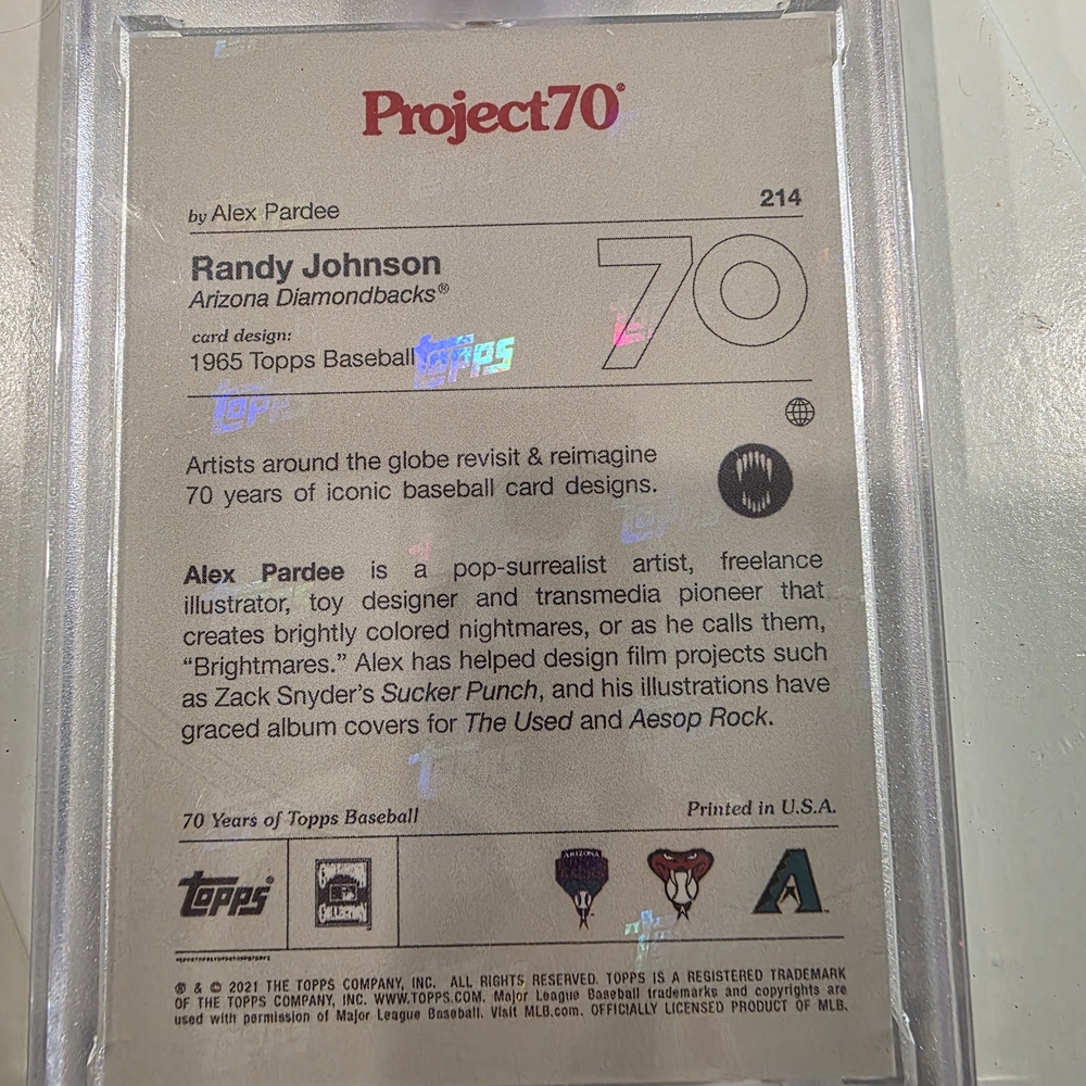 Prohect 70 Randy Johnson D-Backs Baseball Card - Picture 3 of 5
